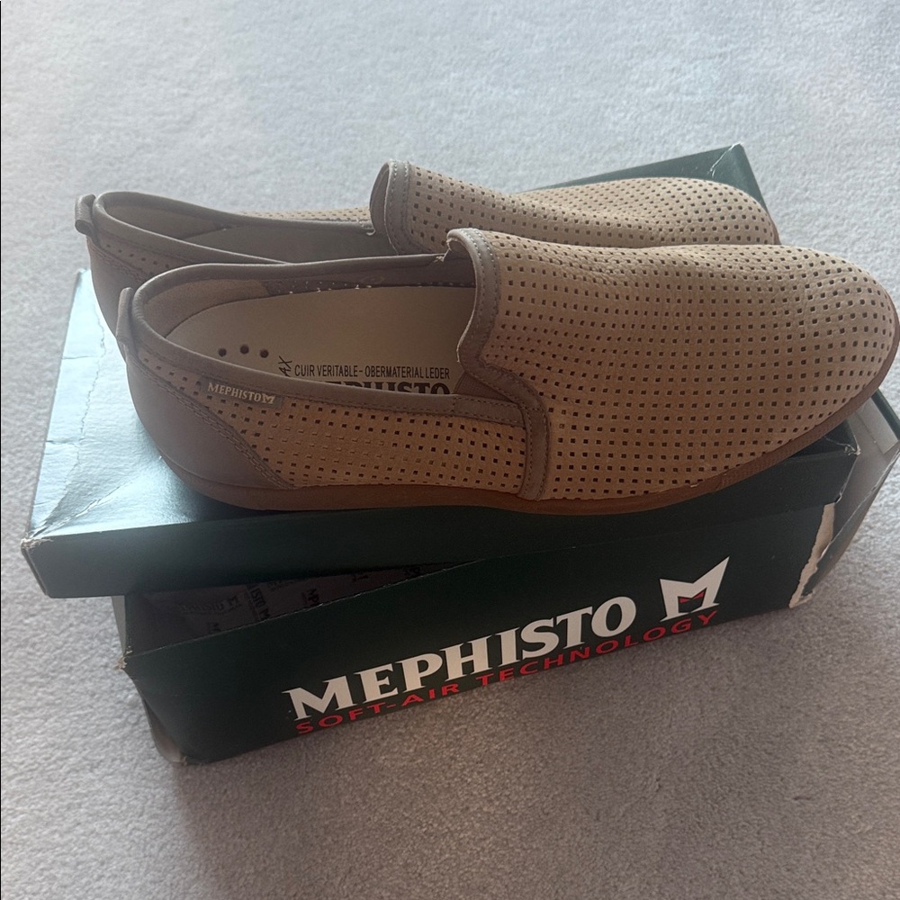 Mephisto Tan Perforated Slip-On Loafers